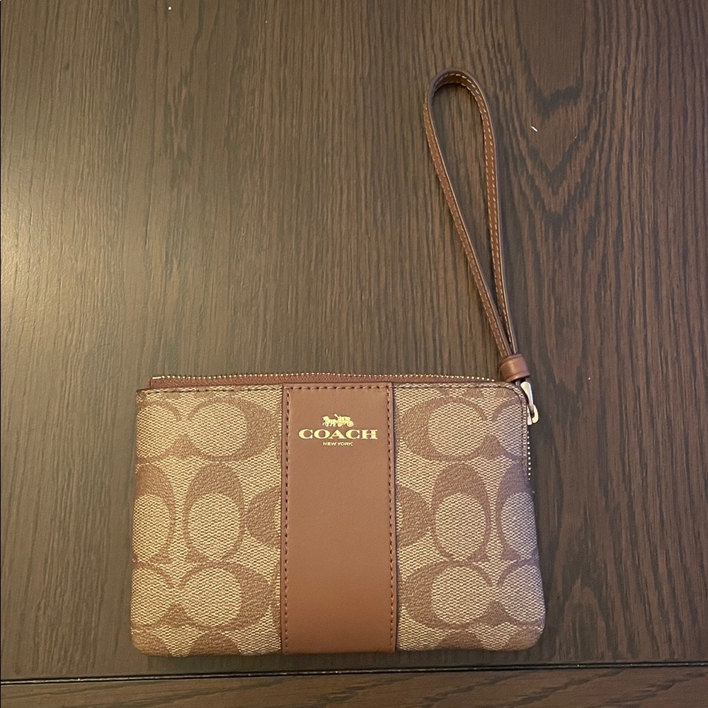Coach Brown Leather Wristlet